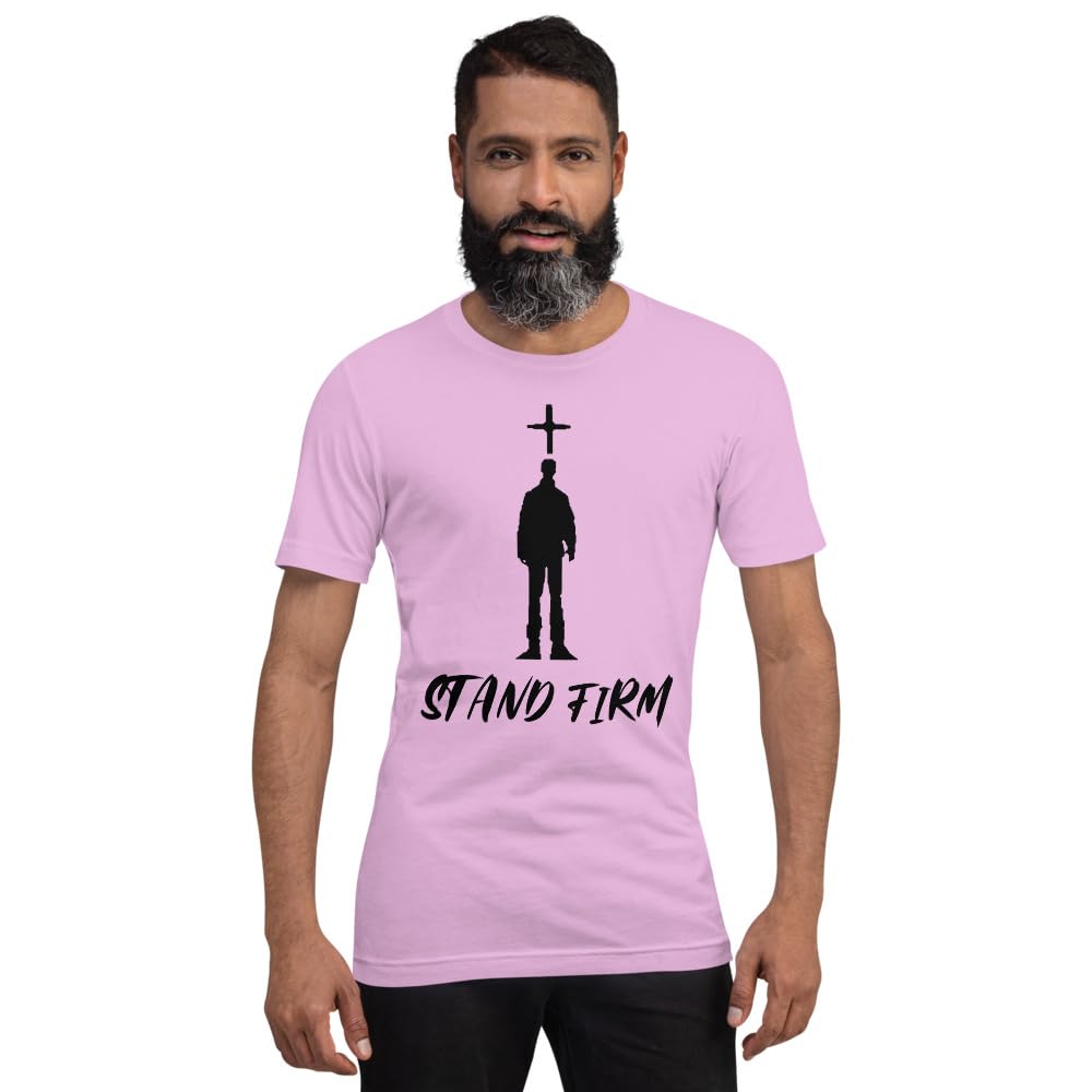 Byte the Bit Unisex Stand Firm Jesus Christ Cross Graphic Crewneck T-Shirt Novelty Short Sleeve Men Women Adult Casual