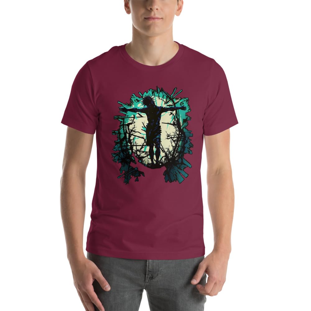 Byte the Bit Unisex Jesus Christ Standing Cross Graphic Crewneck T-Shirt Novelty Short Sleeve Adult Men Women Casual