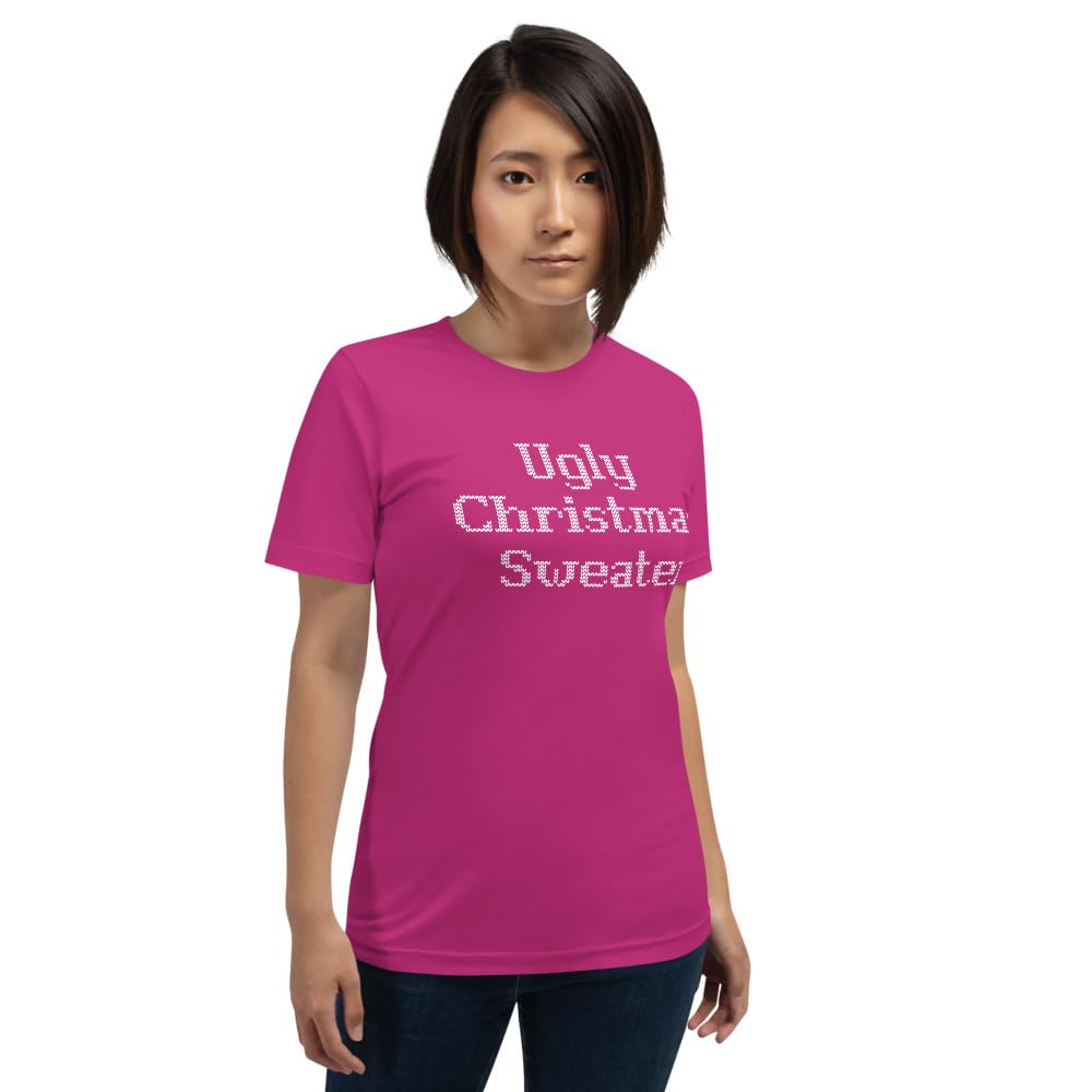 Unisex Ugly Christmas Sweater Xmas Graphic T-Shirt Funny Adult Short Sleeve Casual Jersey Trendy
