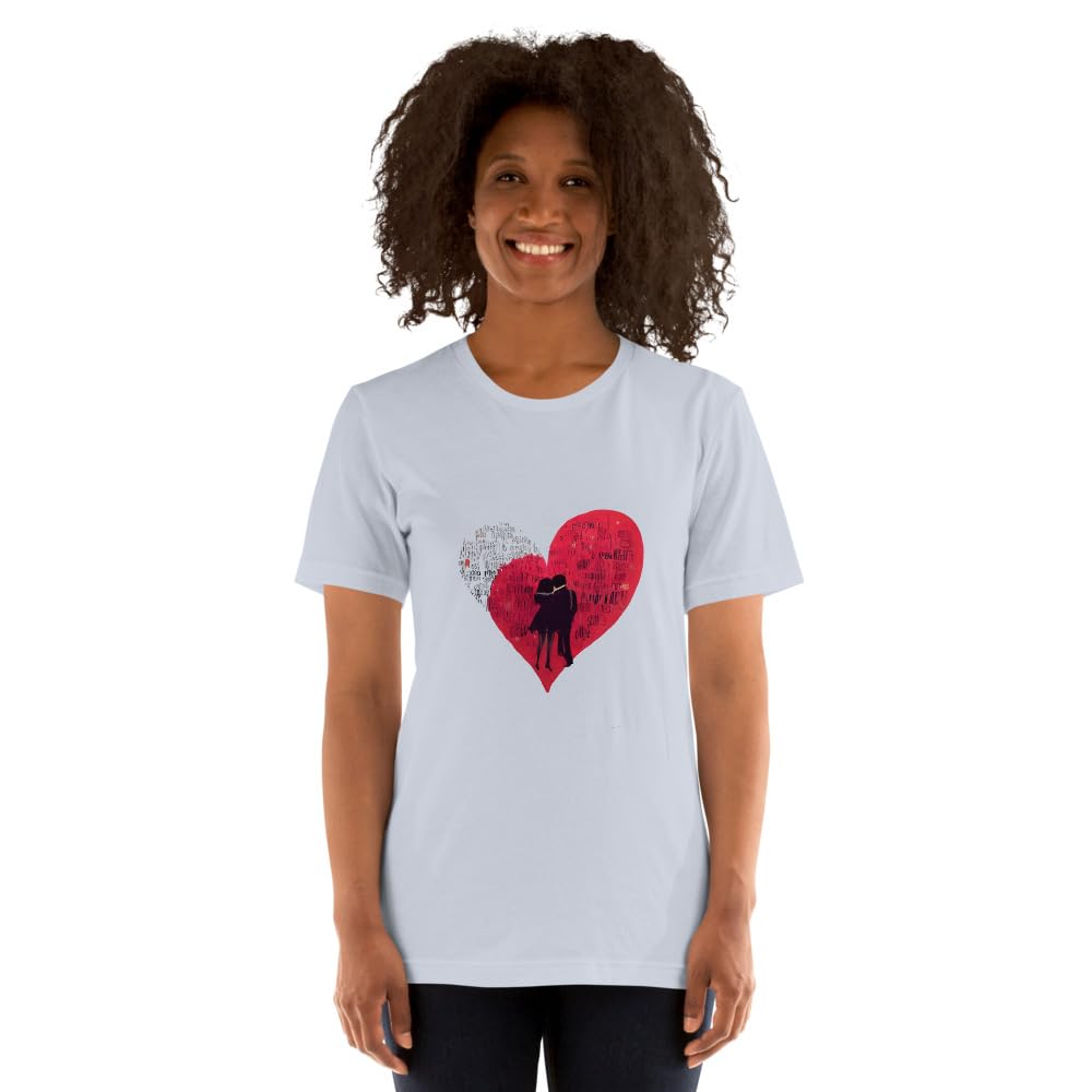 Byte the Bit Unisex Valentine Love Heart Couple Graphic Crewneck T-Shirt Novelty Short Sleeve Men Women Adult Casual