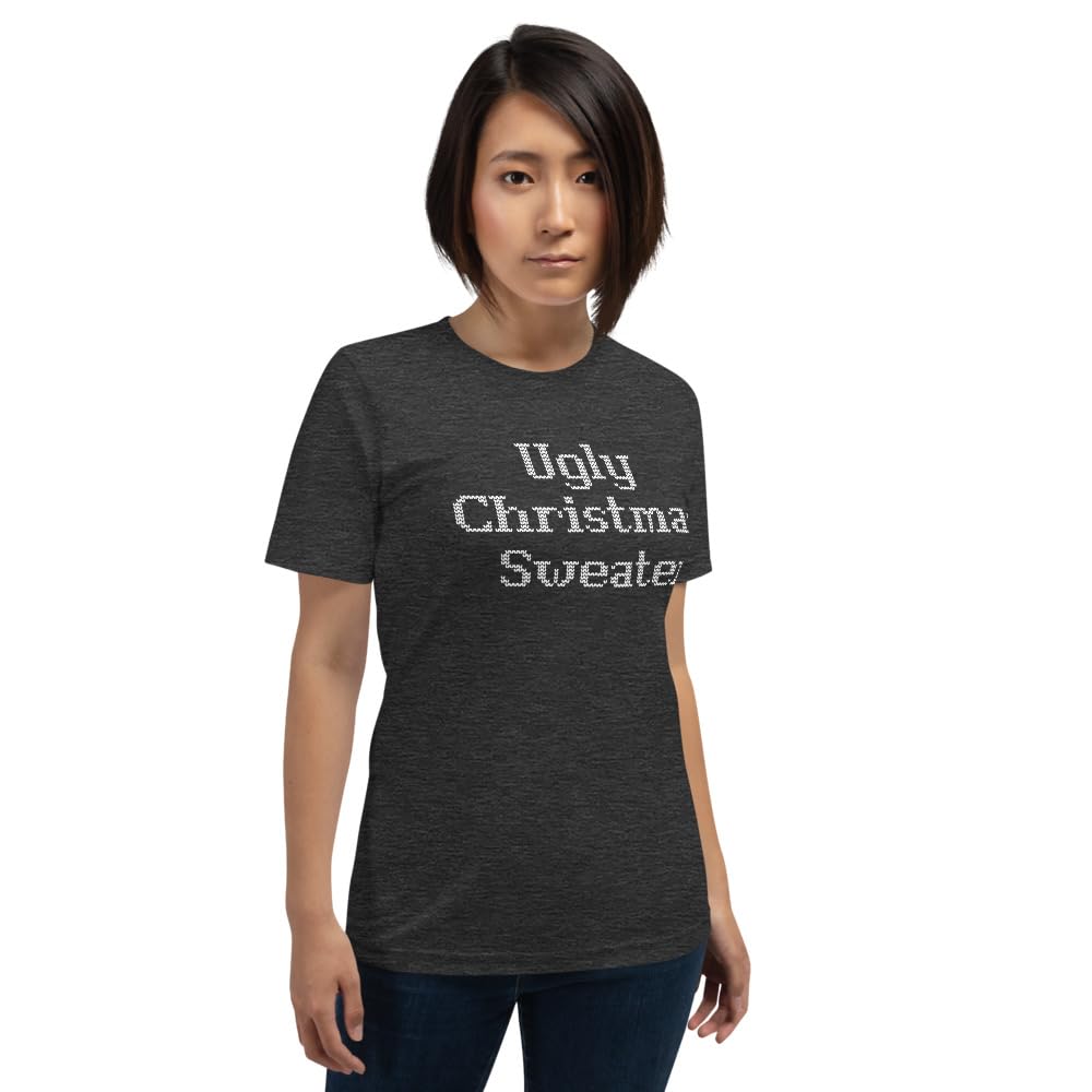Unisex Ugly Christmas Sweater Xmas Graphic T-Shirt Funny Adult Short Sleeve Casual Jersey Trendy