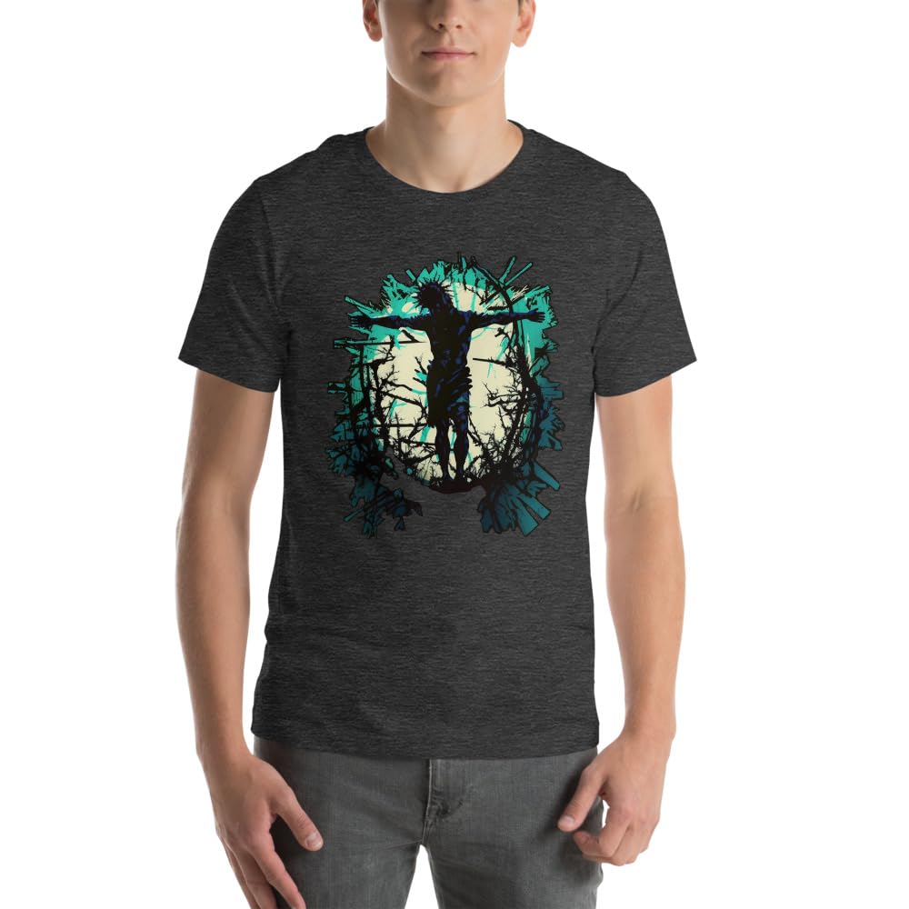 Byte the Bit Unisex Jesus Christ Standing Cross Graphic Crewneck T-Shirt Novelty Short Sleeve Adult Men Women Casual