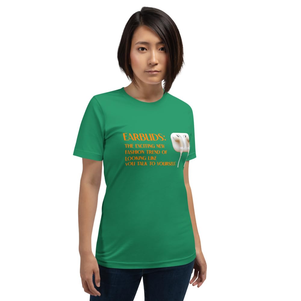 Byte the Bit Unisex Earbuds Talking to Yourself Graphic T-Shirt Crewneck Funny Short Sleeve Novelty Men Women Adult Casual