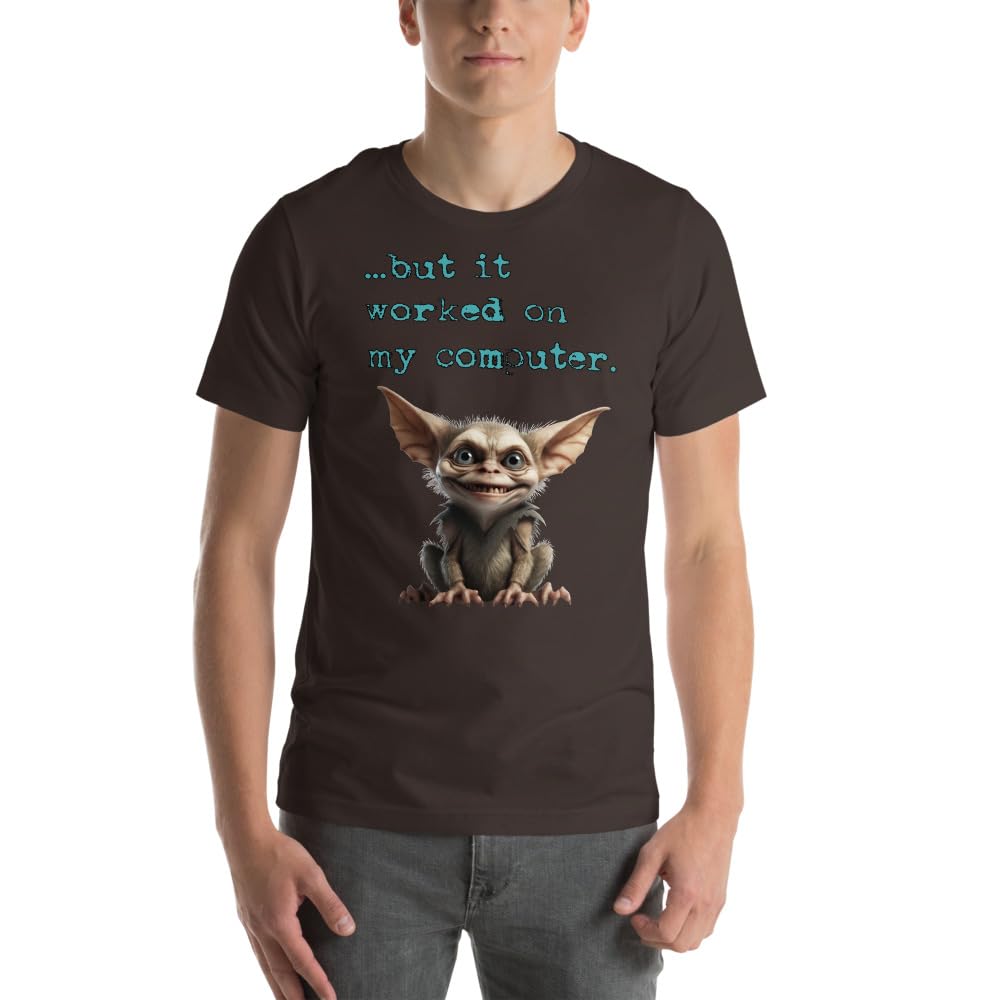 Byte the Bit Unisex Computer Gremlin But it Worked on My Computer Graphic Crewneck T-Shirt Short Sleeve Adult Casual