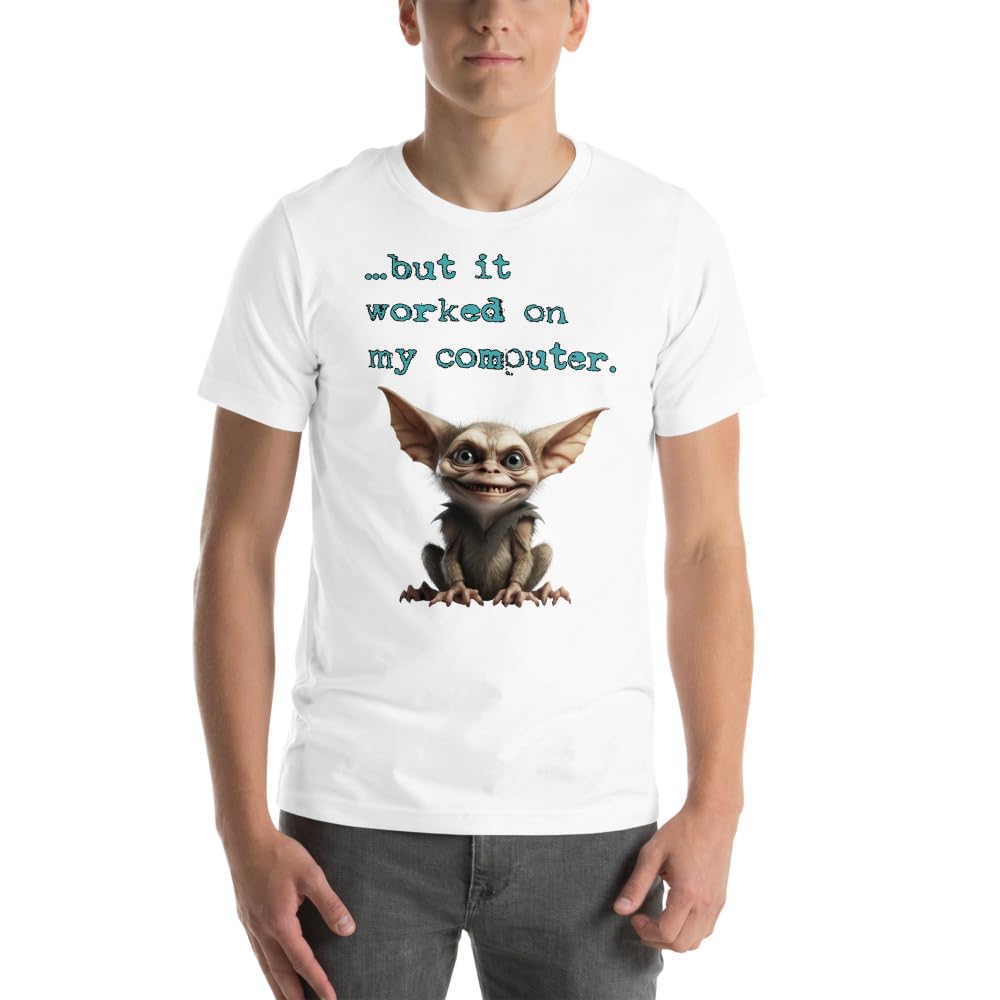 Byte the Bit Unisex Computer Gremlin But it Worked on My Computer Graphic Crewneck T-Shirt Short Sleeve Adult Casual