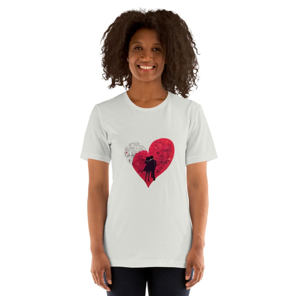 Byte the Bit Unisex Valentine Love Heart Couple Graphic Crewneck T-Shirt Novelty Short Sleeve Men Women Adult Casual