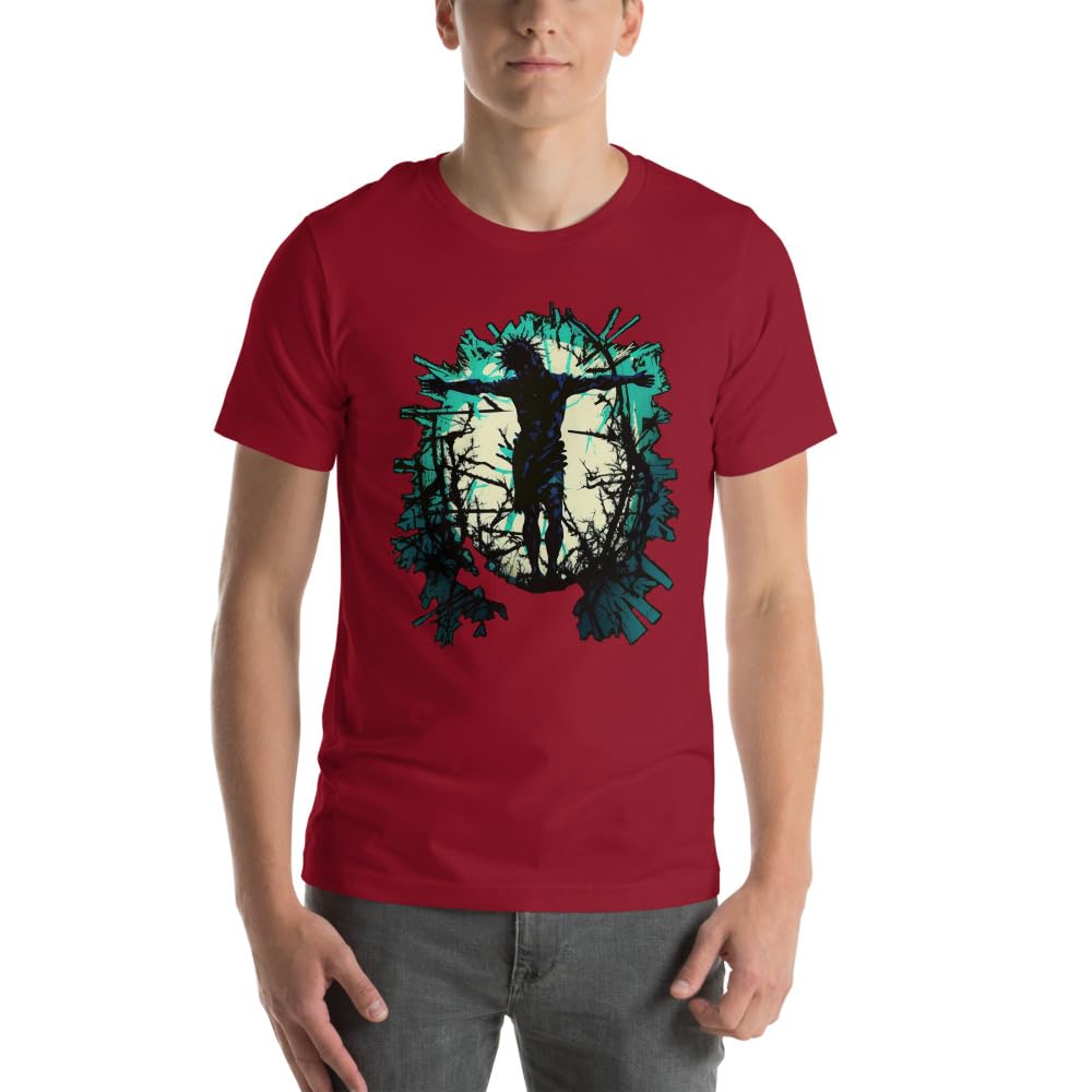 Byte the Bit Unisex Jesus Christ Standing Cross Graphic Crewneck T-Shirt Novelty Short Sleeve Adult Men Women Casual
