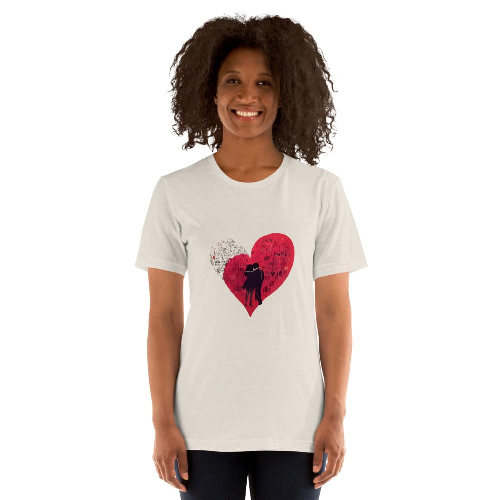 Byte the Bit Unisex Valentine Love Heart Couple Graphic Crewneck T-Shirt Novelty Short Sleeve Men Women Adult Casual