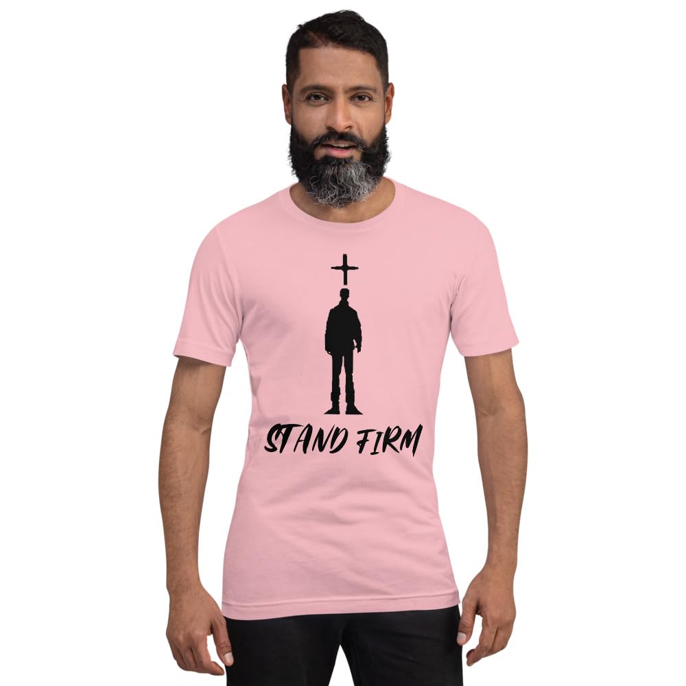 Byte the Bit Unisex Stand Firm Jesus Christ Cross Graphic Crewneck T-Shirt Novelty Short Sleeve Men Women Adult Casual
