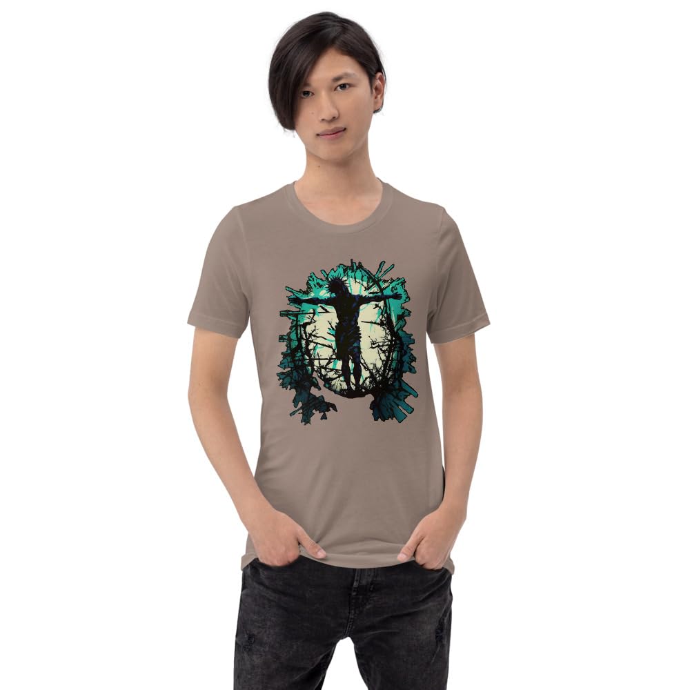 Byte the Bit Unisex Jesus Christ Standing Cross Graphic Crewneck T-Shirt Novelty Short Sleeve Adult Men Women Casual