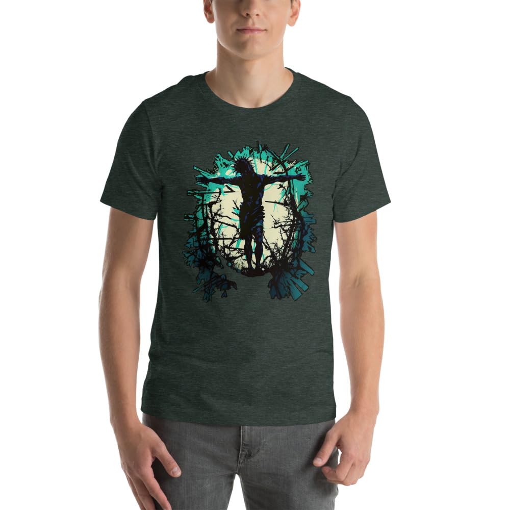 Byte the Bit Unisex Jesus Christ Standing Cross Graphic Crewneck T-Shirt Novelty Short Sleeve Adult Men Women Casual