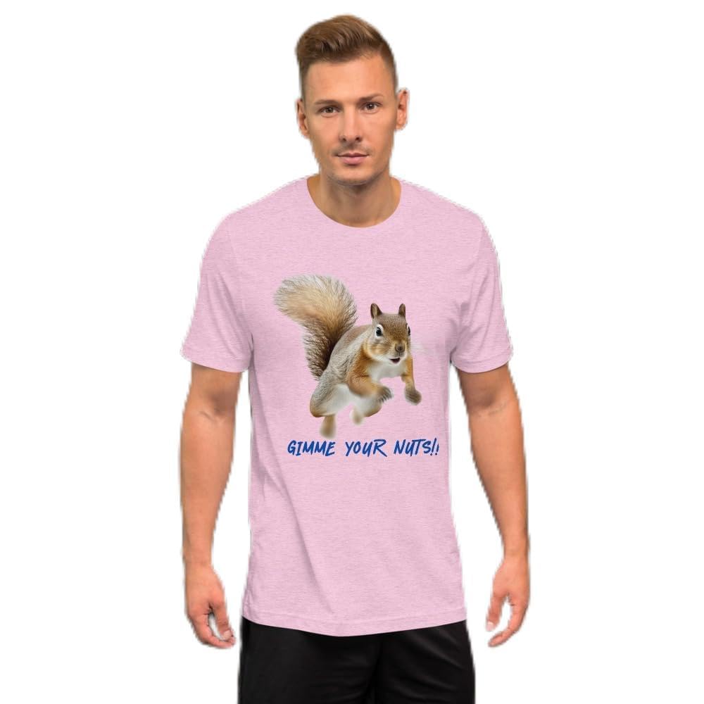 Byte the Bit Unisex Gimme Your Nuts Squirrel Graphic Crewneck T-Shirt Novelty Funny Short Sleeve Men Women Adult Casual