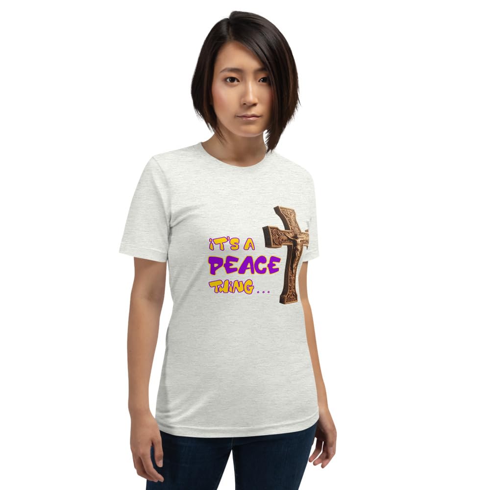 Byte the Bit Unisex It’s A Peace Thing Jesus Christ Cross Christian Graphic Crewneck T-Shirt Short Sleeve Adult Casual