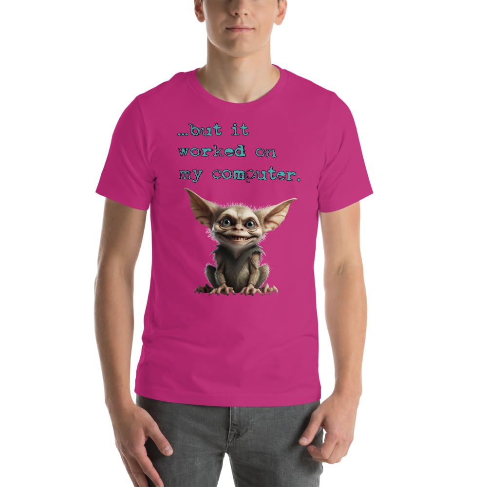 Byte the Bit Unisex Computer Gremlin But it Worked on My Computer Graphic Crewneck T-Shirt Short Sleeve Adult Casual