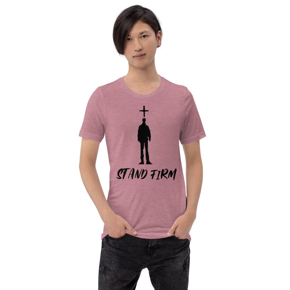 Byte the Bit Unisex Stand Firm Jesus Christ Cross Graphic Crewneck T-Shirt Novelty Short Sleeve Men Women Adult Casual