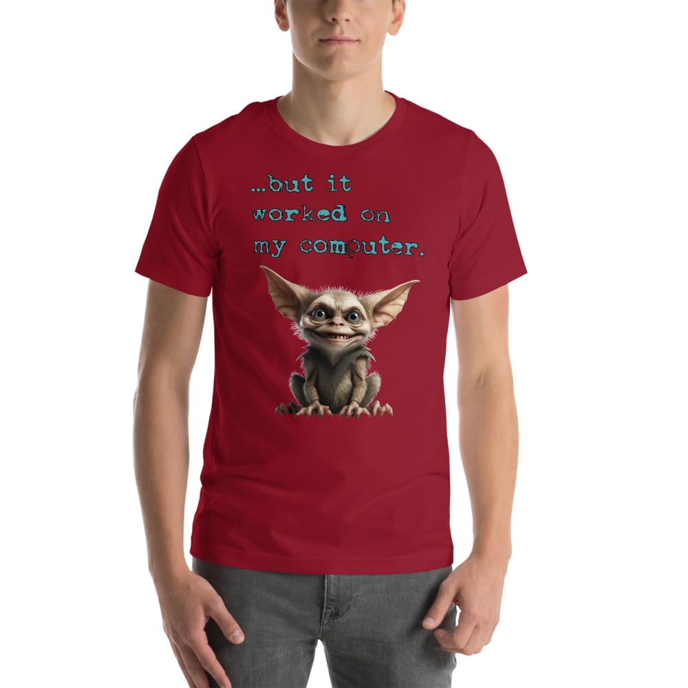 Byte the Bit Unisex Computer Gremlin But it Worked on My Computer Graphic Crewneck T-Shirt Short Sleeve Adult Casual