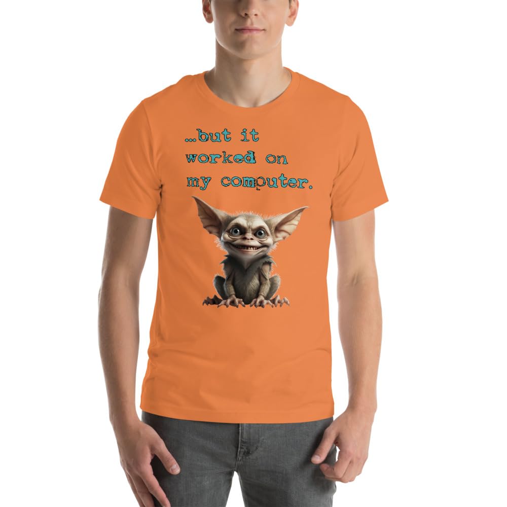 Byte the Bit Unisex Computer Gremlin But it Worked on My Computer Graphic Crewneck T-Shirt Short Sleeve Adult Casual