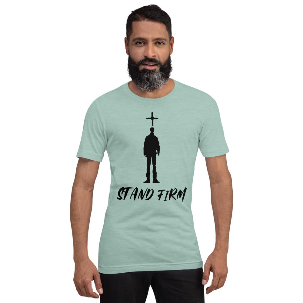 Byte the Bit Unisex Stand Firm Jesus Christ Cross Graphic Crewneck T-Shirt Novelty Short Sleeve Men Women Adult Casual