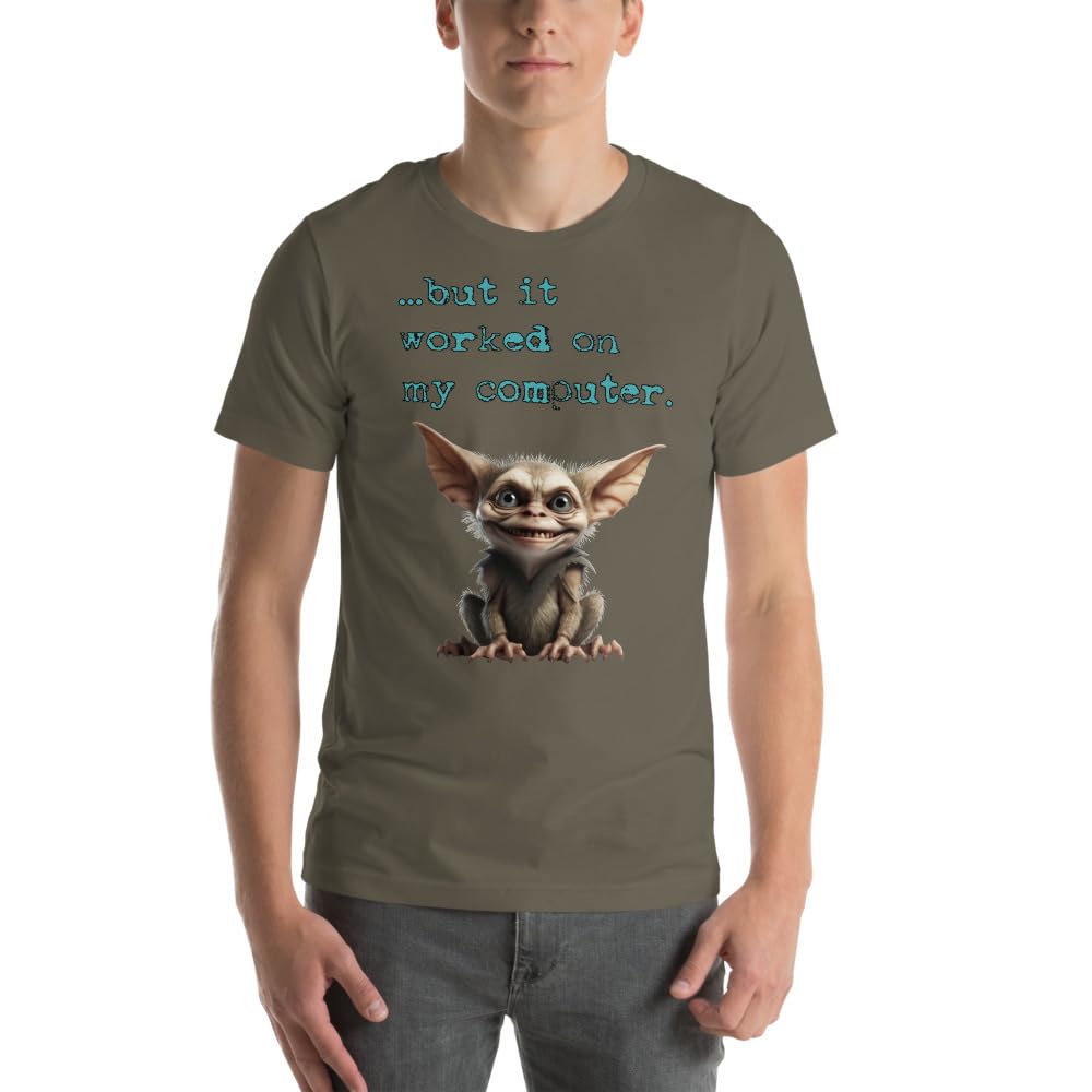 Byte the Bit Unisex Computer Gremlin But it Worked on My Computer Graphic Crewneck T-Shirt Short Sleeve Adult Casual