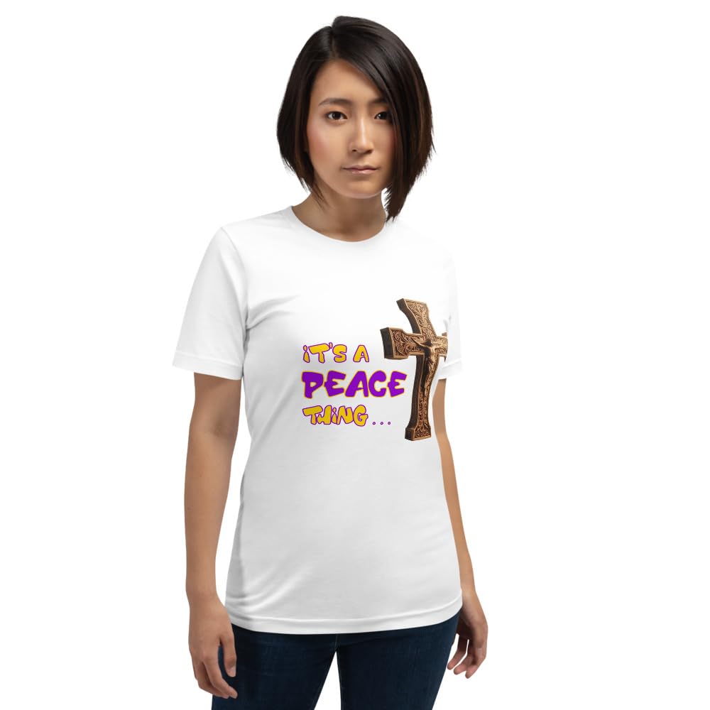 Byte the Bit Unisex It’s A Peace Thing Jesus Christ Cross Christian Graphic Crewneck T-Shirt Short Sleeve Adult Casual