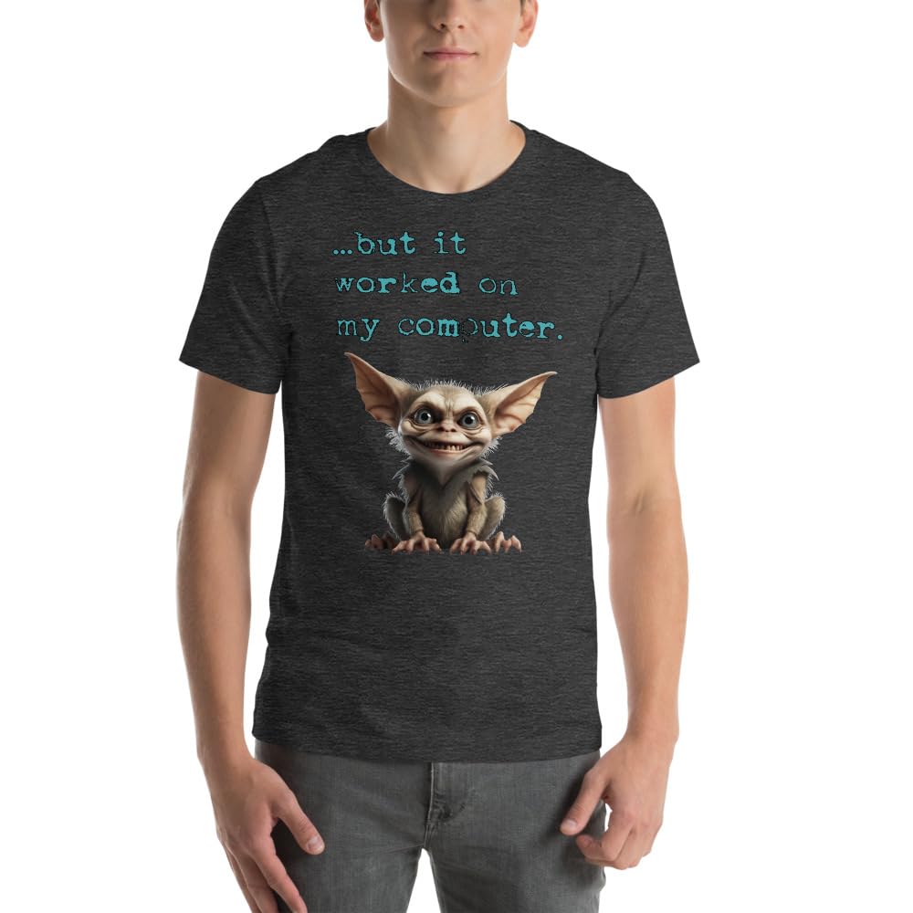 Byte the Bit Unisex Computer Gremlin But it Worked on My Computer Graphic Crewneck T-Shirt Short Sleeve Adult Casual