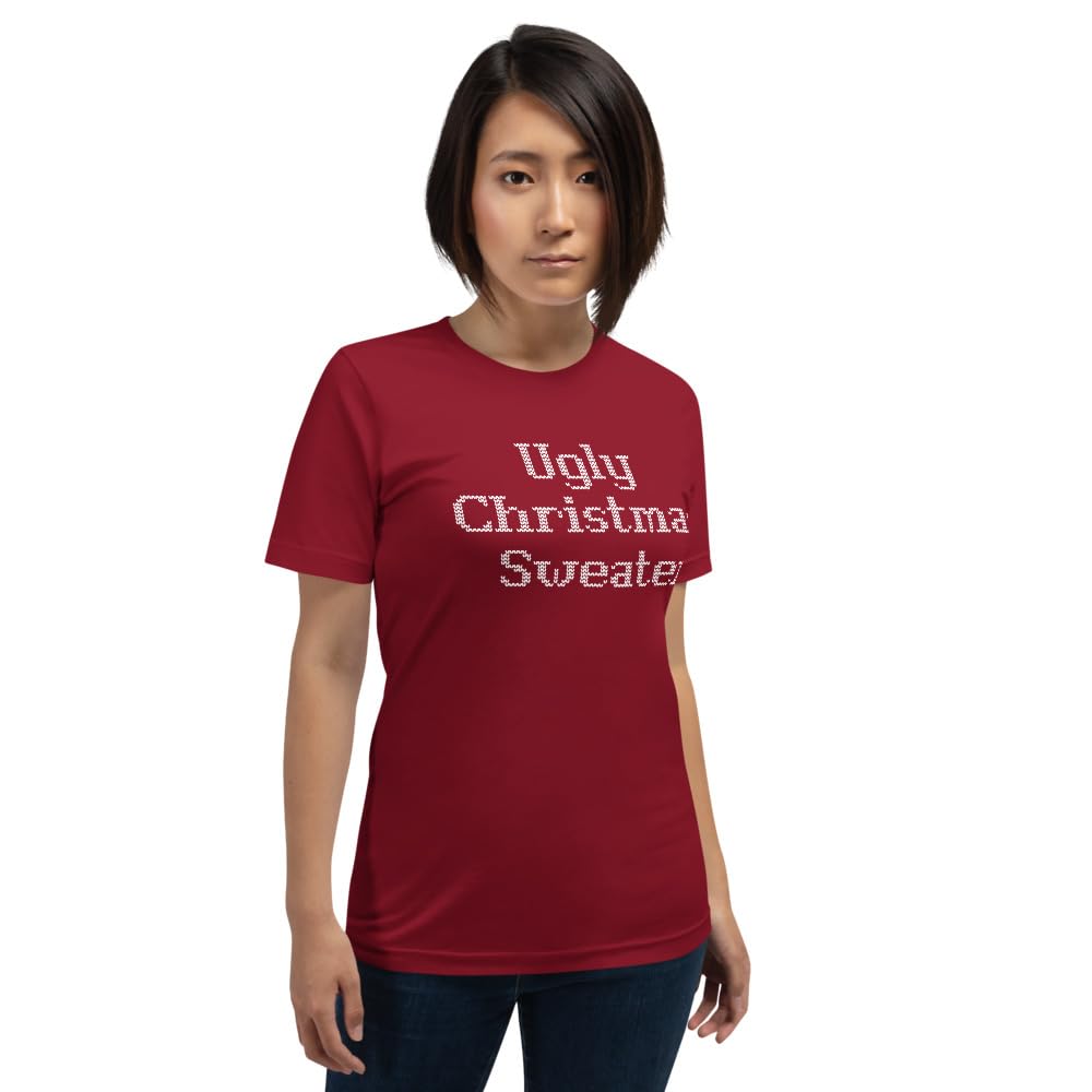 Unisex Ugly Christmas Sweater Xmas Graphic T-Shirt Funny Adult Short Sleeve Casual Jersey Trendy