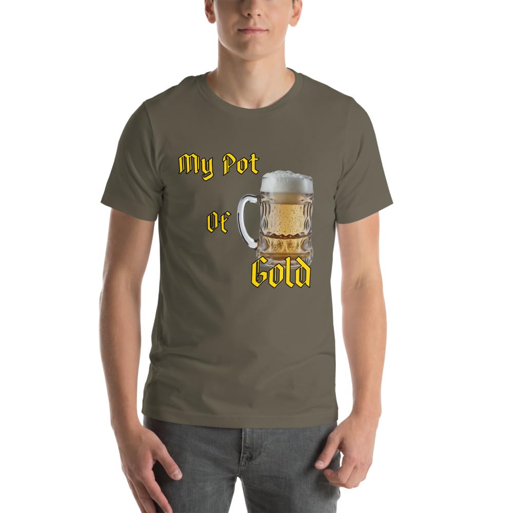 Byte the Bit Unisex St Patrick Pot of Gold Beer Stein Graphic Crewneck T-Shirt Short Sleeve Men Women Adult Casual