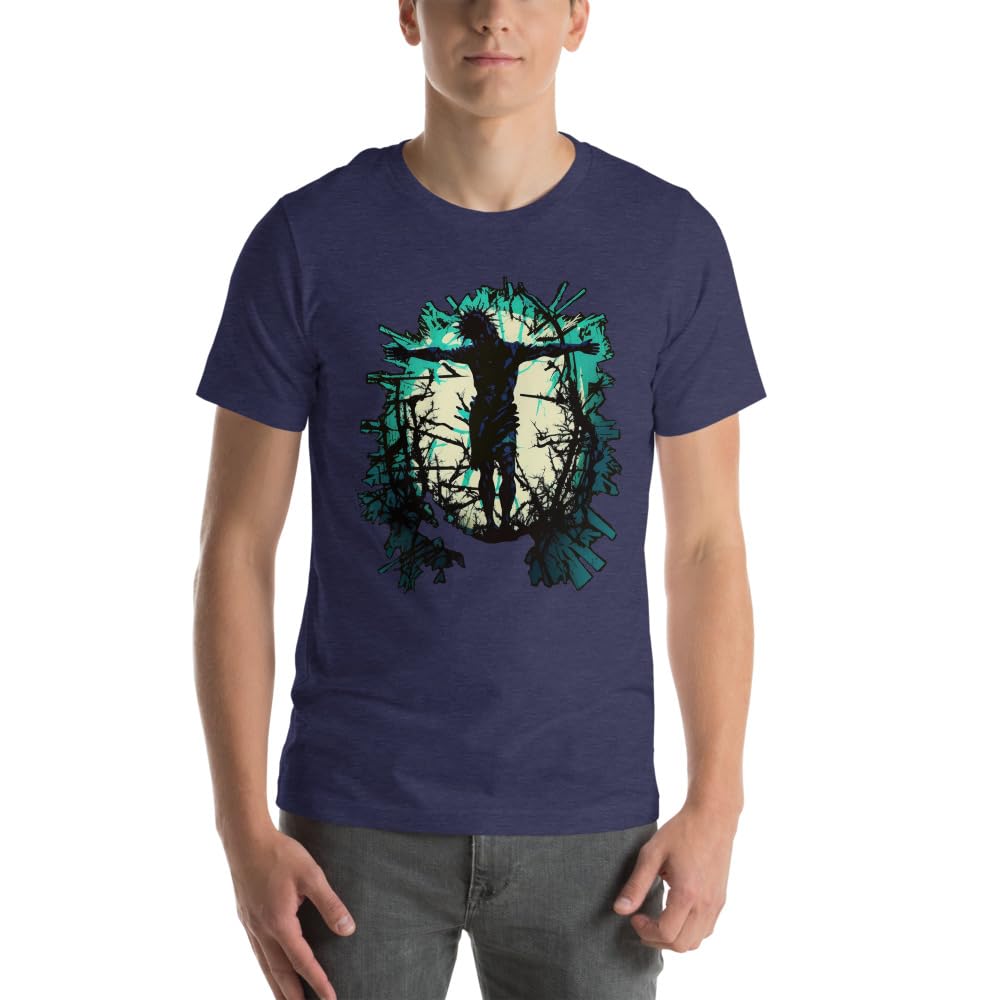 Byte the Bit Unisex Jesus Christ Standing Cross Graphic Crewneck T-Shirt Novelty Short Sleeve Adult Men Women Casual