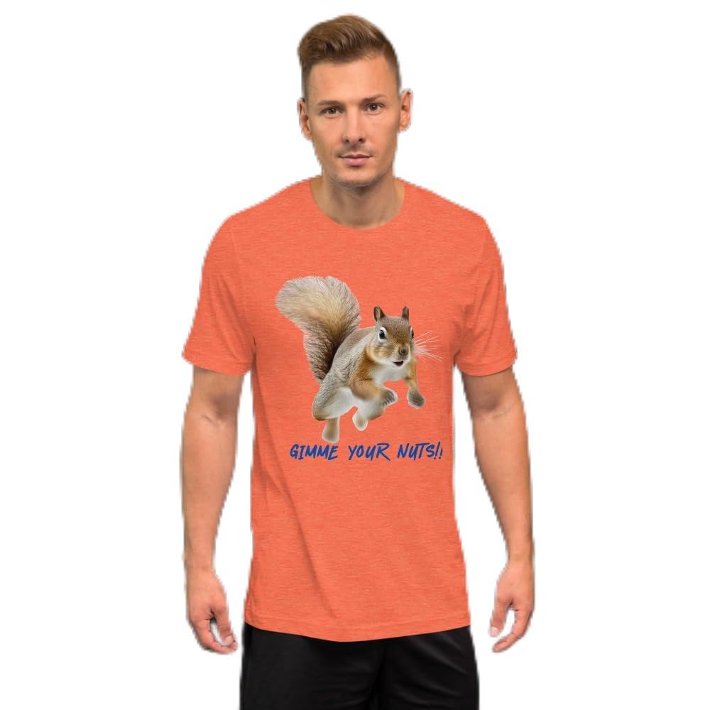 Byte the Bit Unisex Gimme Your Nuts Squirrel Graphic Crewneck T-Shirt Novelty Funny Short Sleeve Men Women Adult Casual