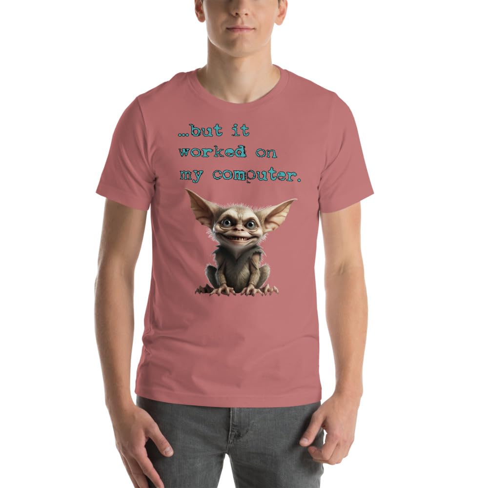 Byte the Bit Unisex Computer Gremlin But it Worked on My Computer Graphic Crewneck T-Shirt Short Sleeve Adult Casual