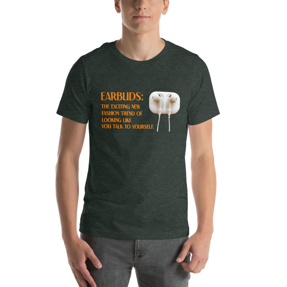 Byte the Bit Unisex Earbuds Talking to Yourself Graphic T-Shirt Crewneck Funny Short Sleeve Novelty Men Women Adult Casual