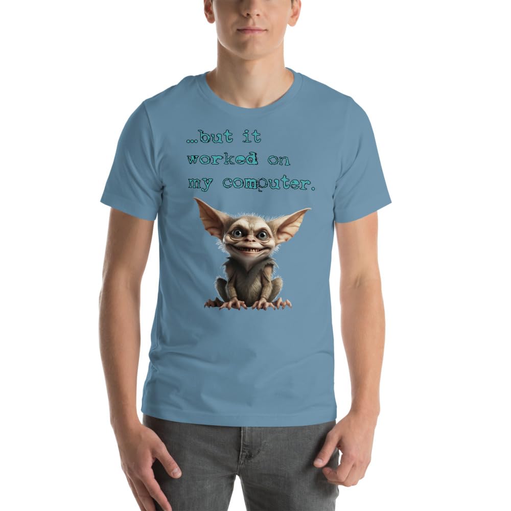 Byte the Bit Unisex Computer Gremlin But it Worked on My Computer Graphic Crewneck T-Shirt Short Sleeve Adult Casual