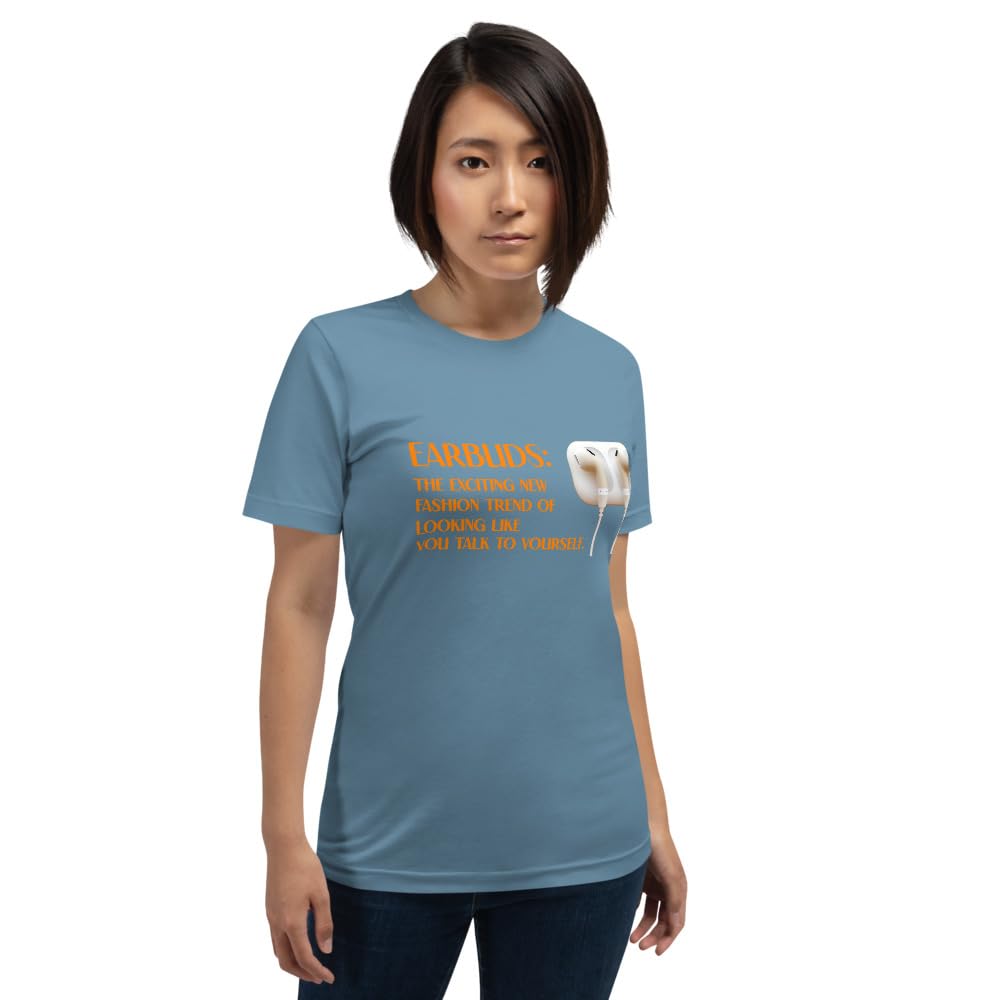 Byte the Bit Unisex Earbuds Talking to Yourself Graphic T-Shirt Crewneck Funny Short Sleeve Novelty Men Women Adult Casual