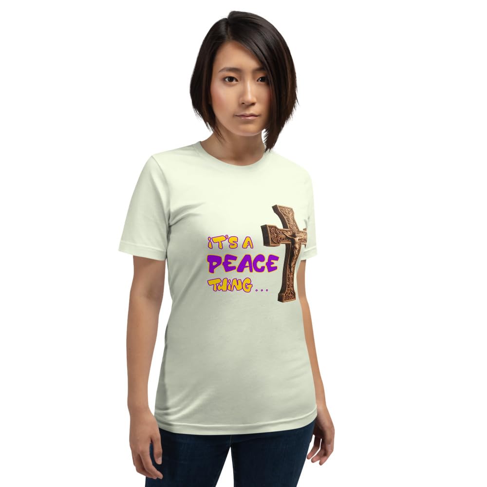 Byte the Bit Unisex It’s A Peace Thing Jesus Christ Cross Christian Graphic Crewneck T-Shirt Short Sleeve Adult Casual
