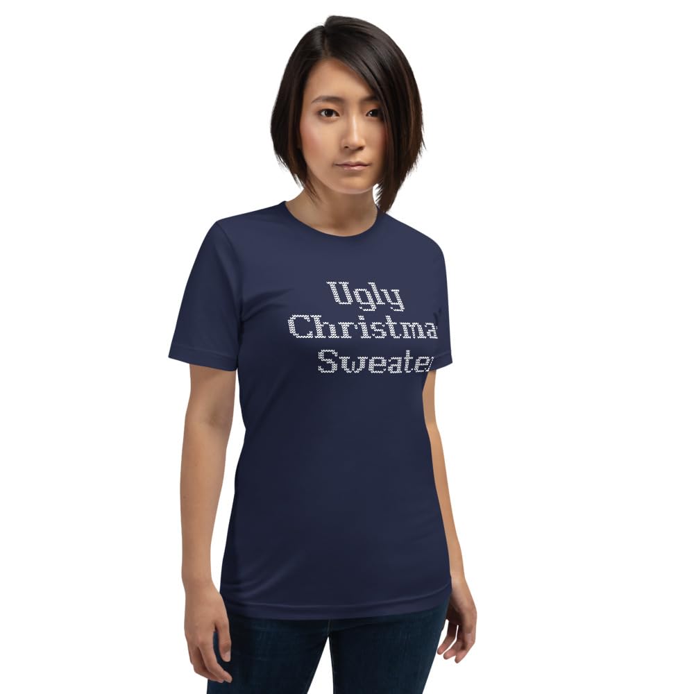 Unisex Ugly Christmas Sweater Xmas Graphic T-Shirt Funny Adult Short Sleeve Casual Jersey Trendy