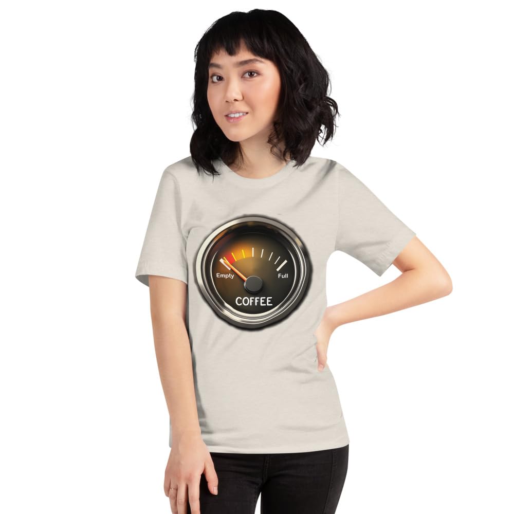 Unisex Coffee Gauge Measure Empty Drinker Caffeine Addicts T-Shirt Short Sleeve Graphic Funny Adult Casual Trendy