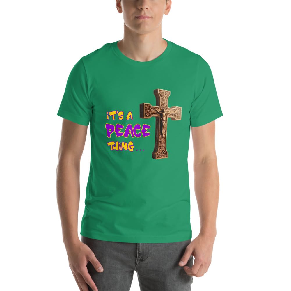 Byte the Bit Unisex It’s A Peace Thing Jesus Christ Cross Christian Graphic Crewneck T-Shirt Short Sleeve Adult Casual