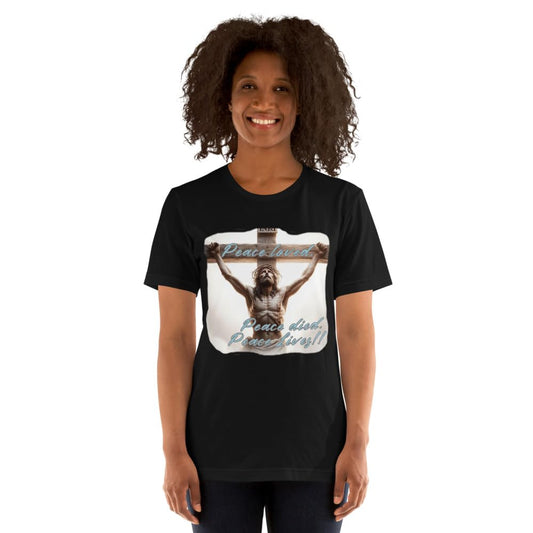 Byte the Bit Unisex Peace Loved Peace Lives Jesus Christ Cross Christian Graphic Crewneck T-Shirt Short Sleeve Adult Casual