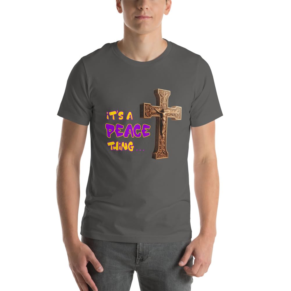 Byte the Bit Unisex It’s A Peace Thing Jesus Christ Cross Christian Graphic Crewneck T-Shirt Short Sleeve Adult Casual