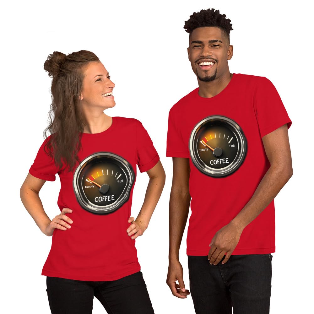 Unisex Coffee Gauge Measure Empty Drinker Caffeine Addicts T-Shirt Short Sleeve Graphic Funny Adult Casual Trendy