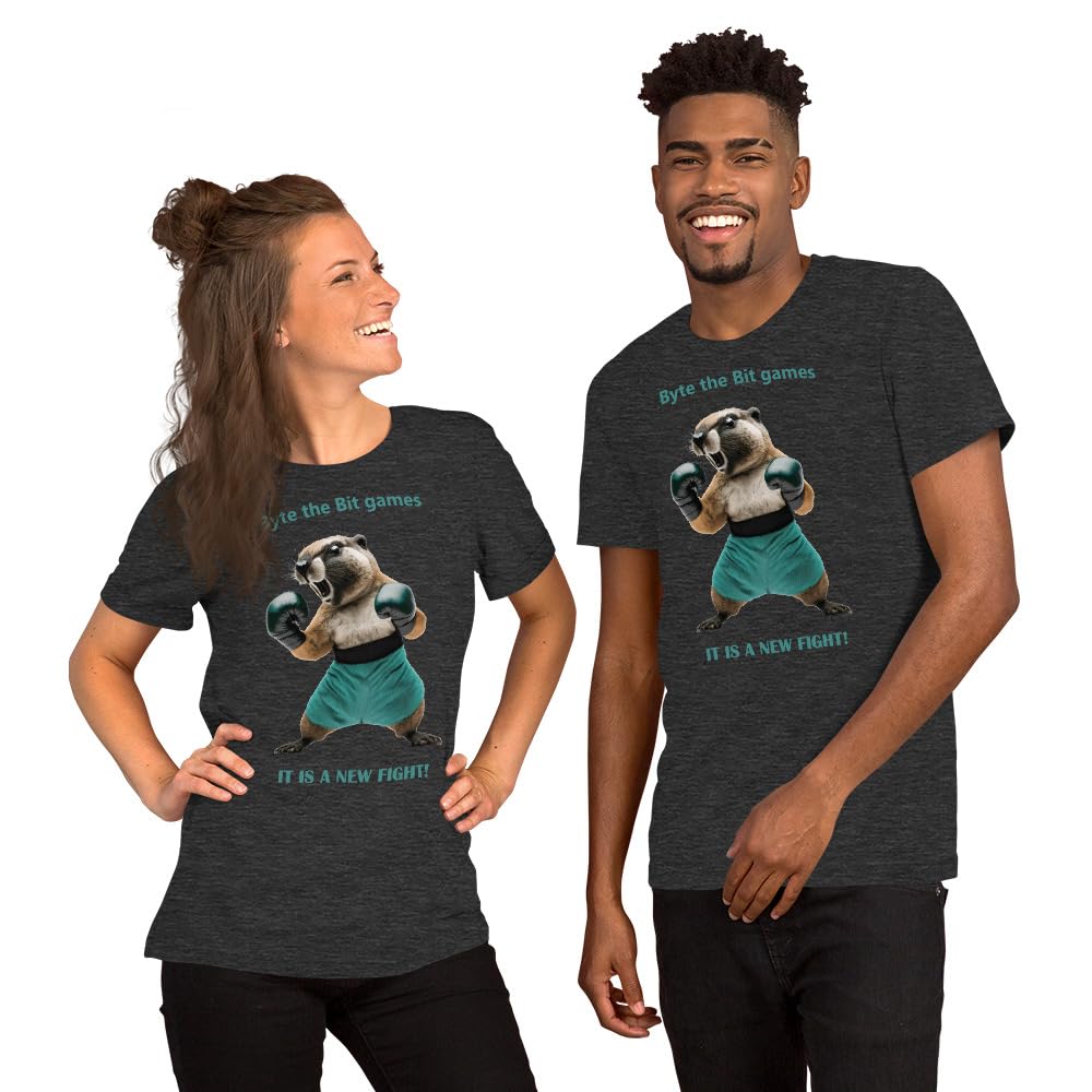 Byte the Bit Unisex Prairie Dog Boxing It is A New Fight Gloves Boxing Short Sleeve Graphic Funny Adult Casual Trendy