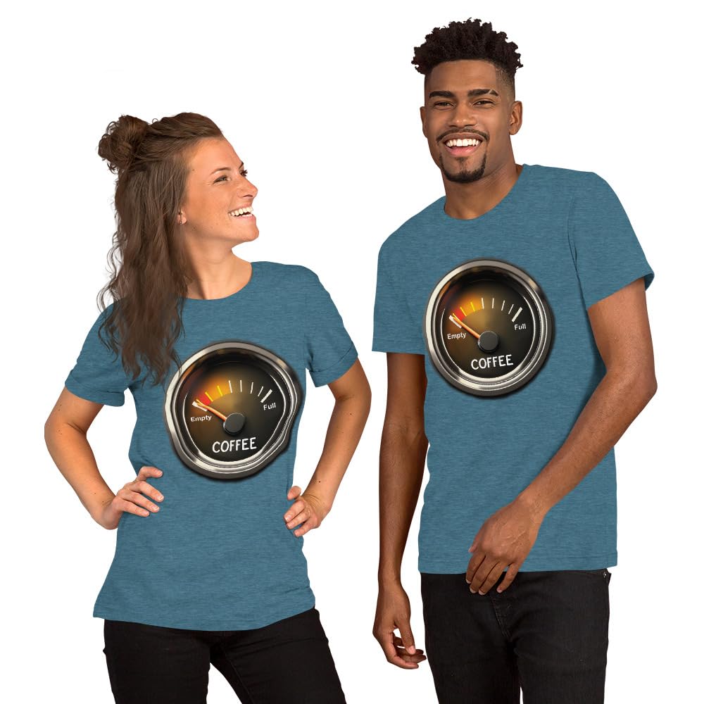 Unisex Coffee Gauge Measure Empty Drinker Caffeine Addicts T-Shirt Short Sleeve Graphic Funny Adult Casual Trendy