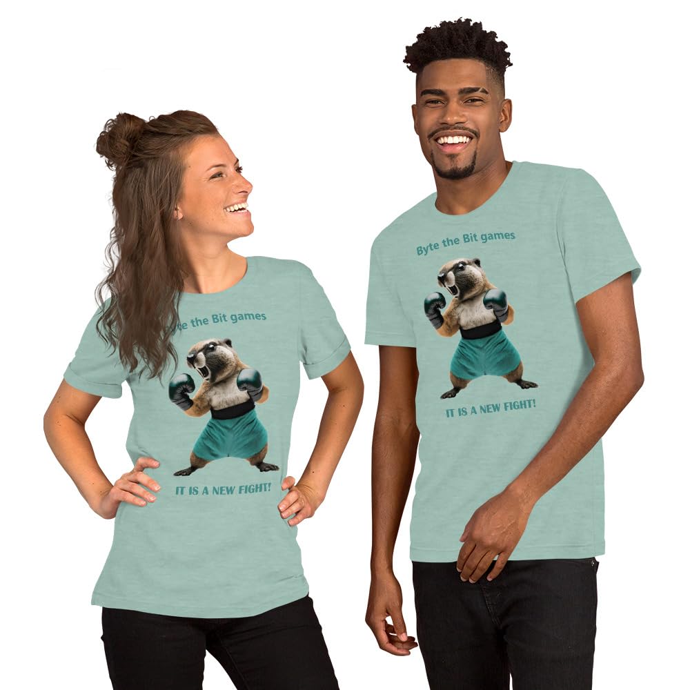 Byte the Bit Unisex Prairie Dog Boxing It is A New Fight Gloves Boxing Short Sleeve Graphic Funny Adult Casual Trendy