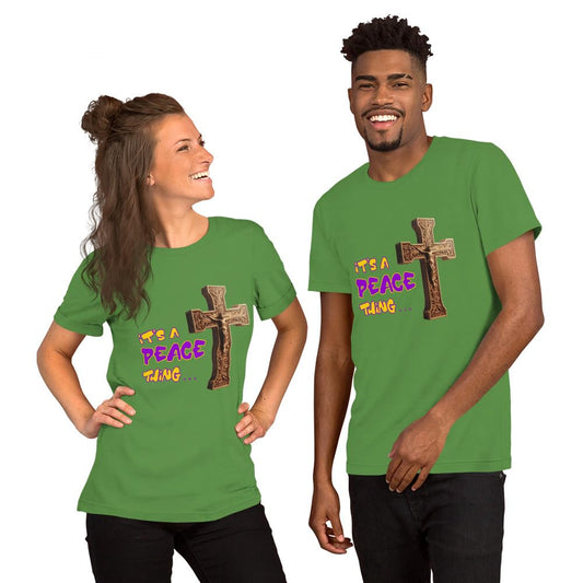 Byte the Bit Unisex It’s A Peace Thing Jesus Christ Cross Christian Graphic Crewneck T-Shirt Short Sleeve Adult Casual