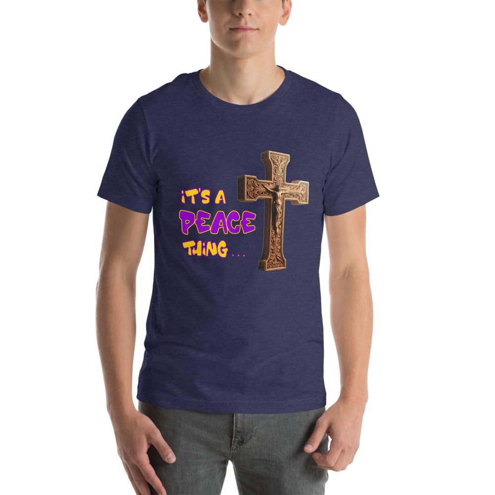 Byte the Bit Unisex It’s A Peace Thing Jesus Christ Cross Christian Graphic Crewneck T-Shirt Short Sleeve Adult Casual