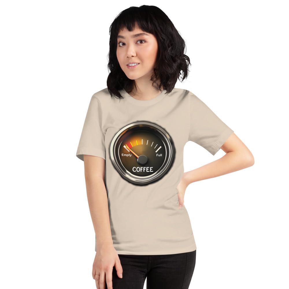 Unisex Coffee Gauge Measure Empty Drinker Caffeine Addicts T-Shirt Short Sleeve Graphic Funny Adult Casual Trendy