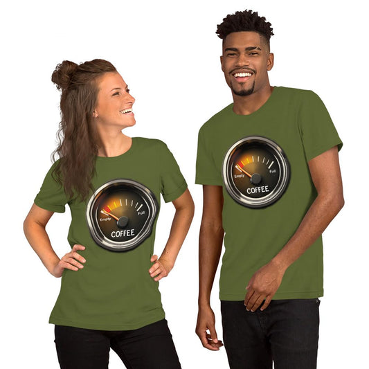 Unisex Coffee Gauge Measure Empty Drinker Caffeine Addicts T-Shirt Short Sleeve Graphic Funny Adult Casual Trendy