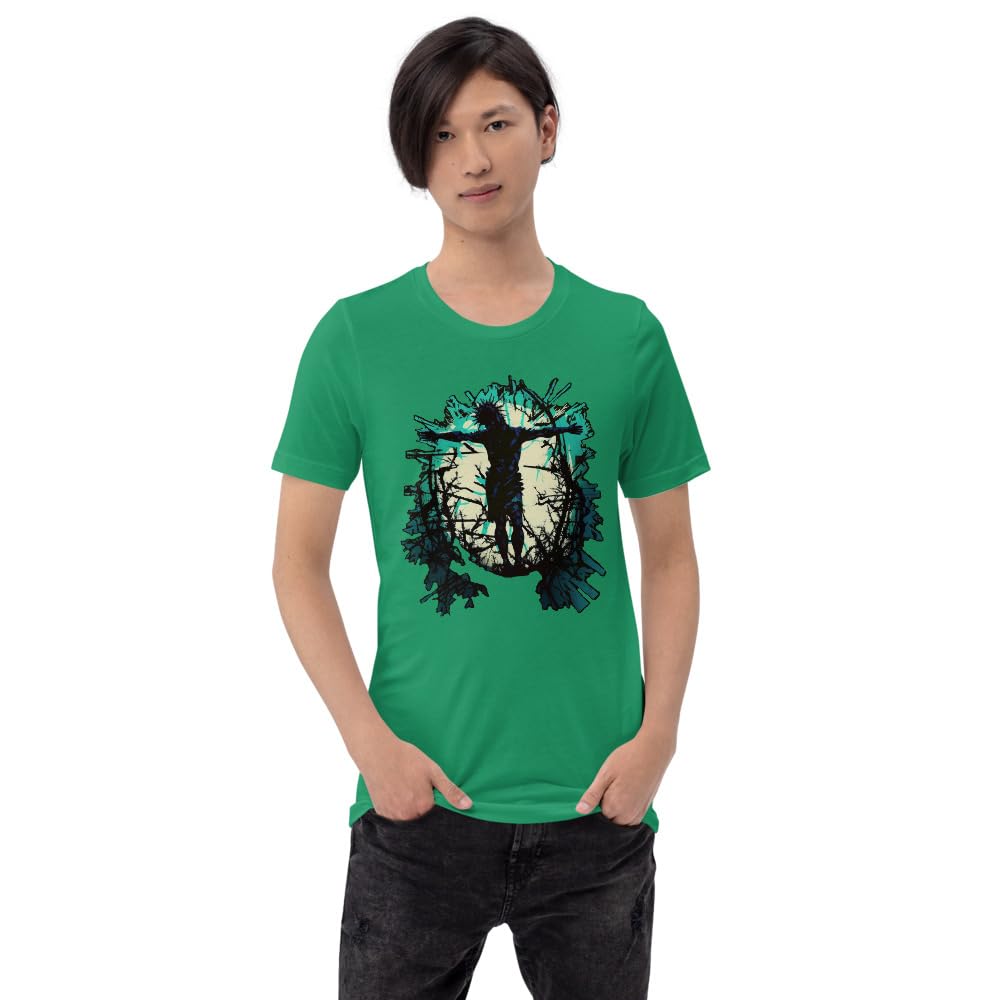Byte the Bit Unisex Jesus Christ Standing Cross Graphic Crewneck T-Shirt Novelty Short Sleeve Adult Men Women Casual