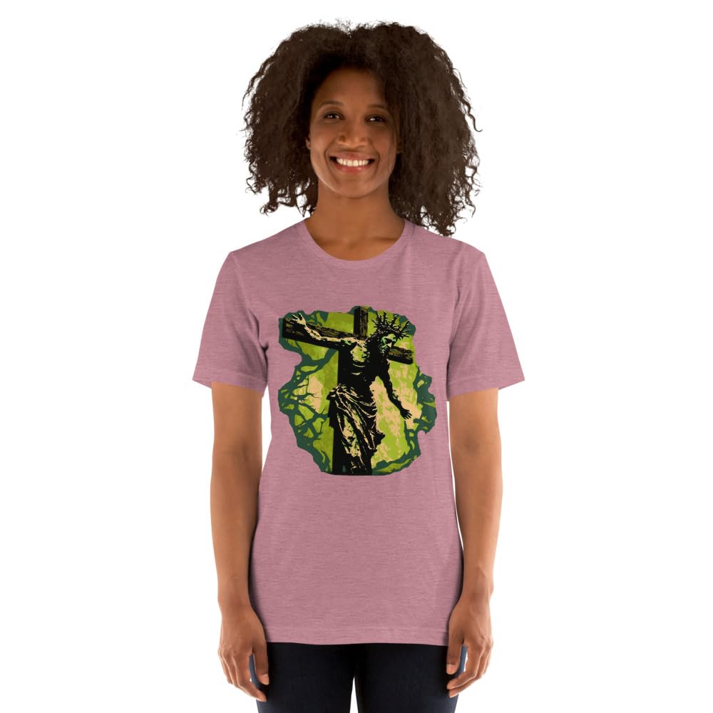 Byte the Bit Unisex Jesus Christ Cross Reaching Down Graphic Crewneck T-Shirt Novelty Short Sleeve Adult Men Women Casual