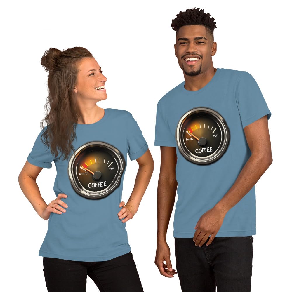 Unisex Coffee Gauge Measure Empty Drinker Caffeine Addicts T-Shirt Short Sleeve Graphic Funny Adult Casual Trendy